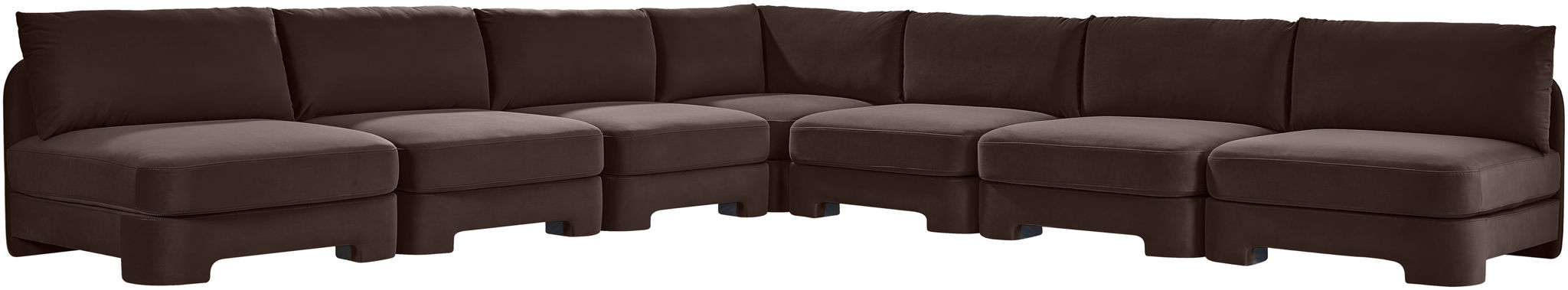 Hammond - Velvet Performance Fabric Upholstered 7 Piece Armless Sectional