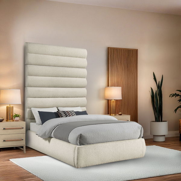 Adam - Boucle Fabric Bed With 89" Headboard