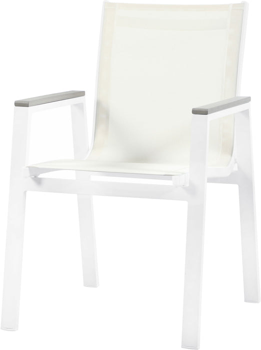 Nizuc - Outdoor Patio Dining Arm Chair With White Frame And Gray Arms (Set of 2)