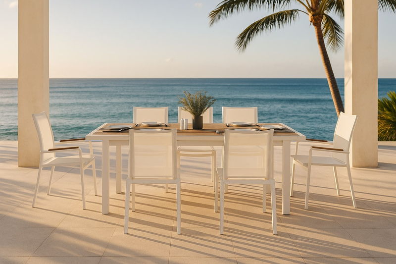 Nizuc - Outdoor Patio Dining Chair With White Frame (Set of 2)