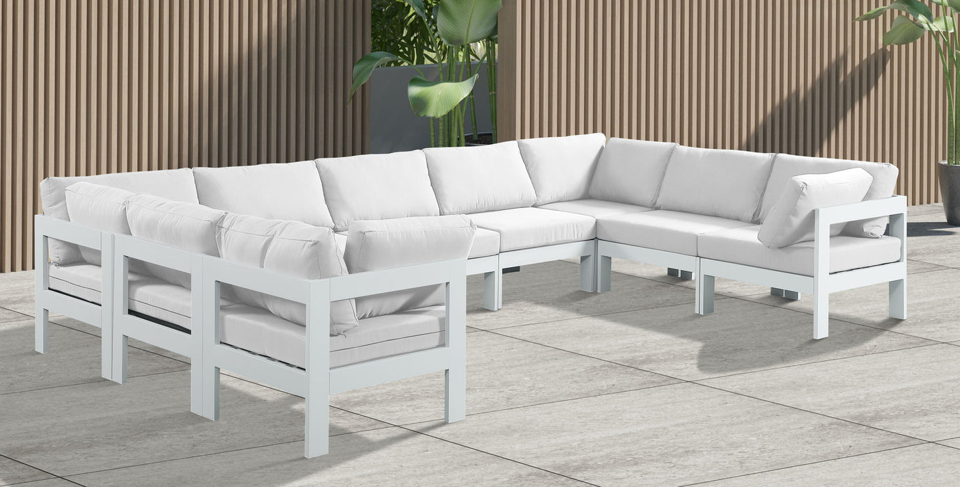 Nizuc - Outdoor Patio 9 Piece Modular Sectional With White Frame