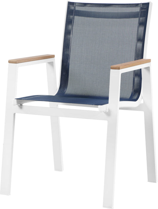 Nizuc - Outdoor Patio Dining Arm Chair With White Frame And Natural Arms (Set of 2)