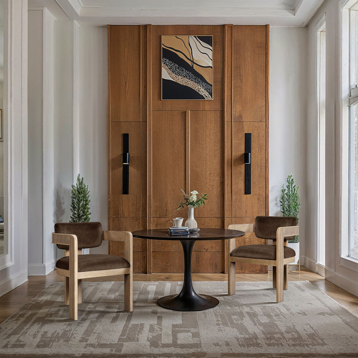 Sacha - Velvet Dining Chair With Natural Base (Set of 2)