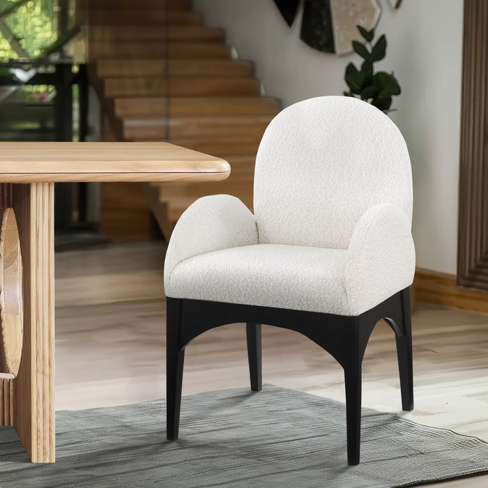 Waldorf - Boucle Dining Arm Chair With Black Legs