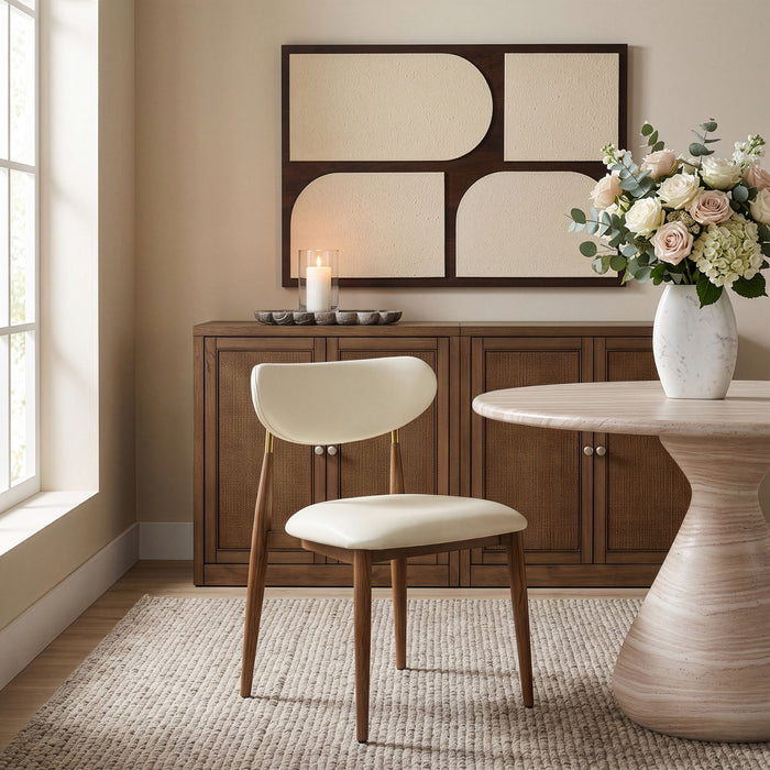Ronda - Vegan Leather Upholstered Dining Side Chair - Walnut Legs