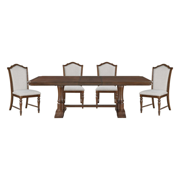 Rexford - 5 Piece Dining Room Set (Table & 4 Side Chairs) - Cherry / Gray