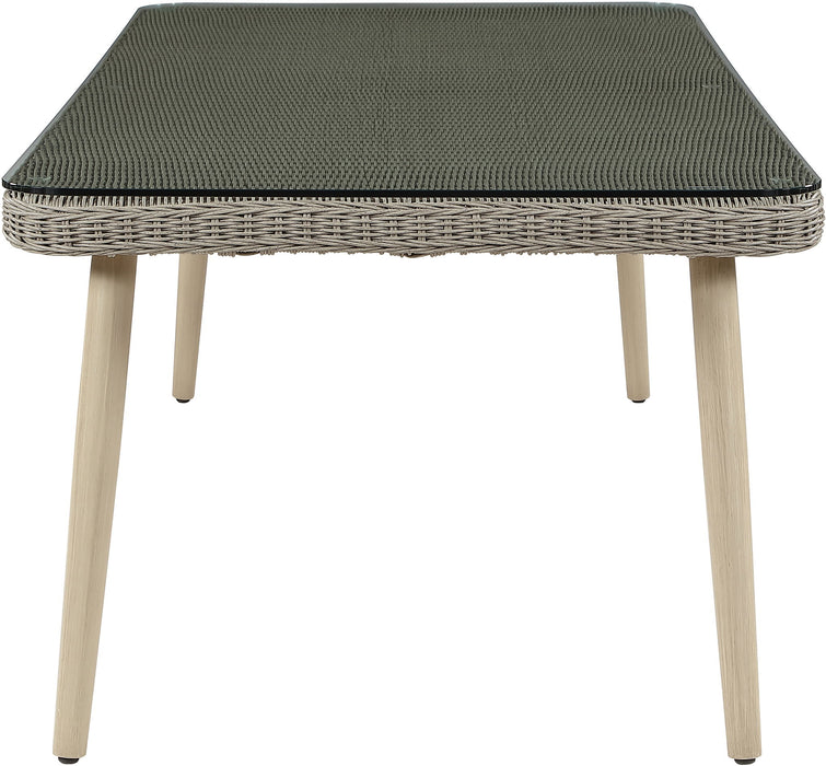 Seacrest - Tempered Glass Top And Wicker Outdoor Patio Dining Table