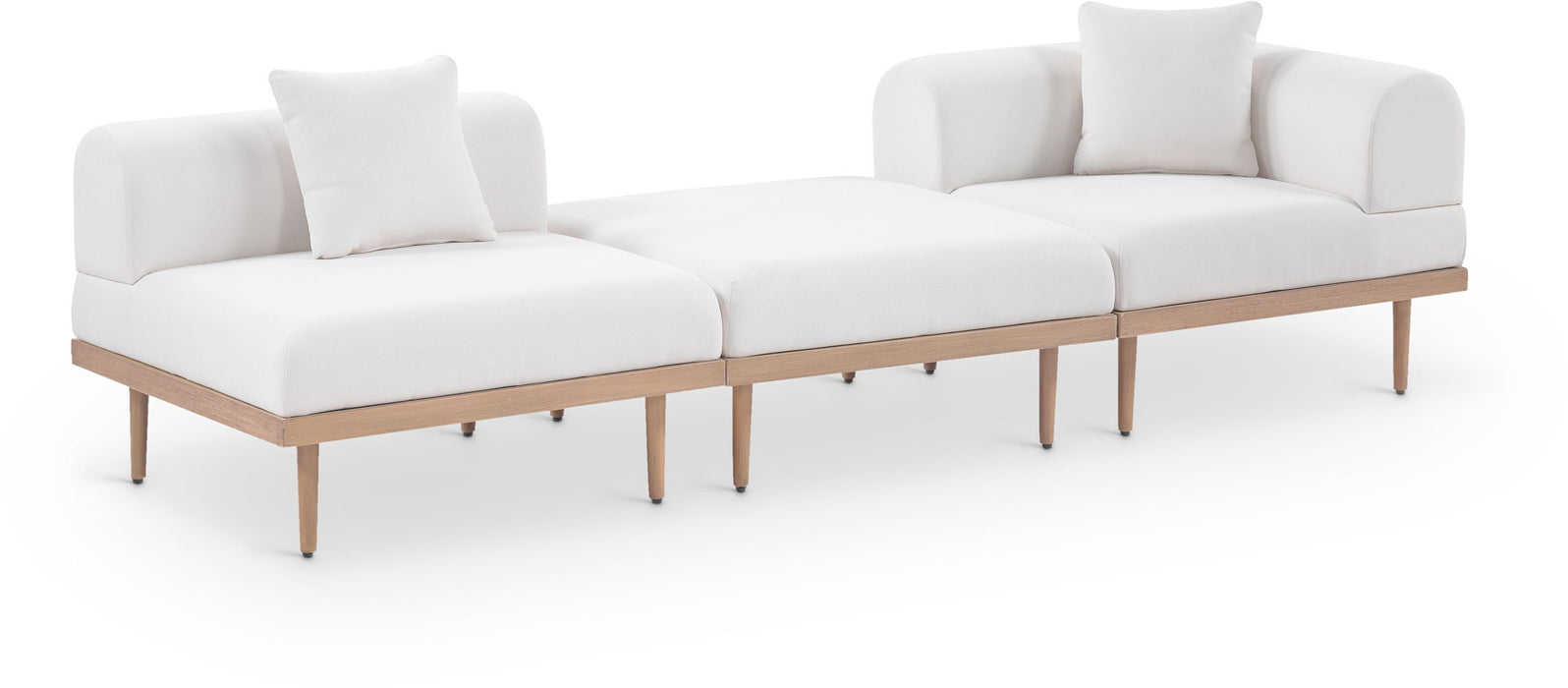 Laguna - 3 Piece Upholstered Outdoor Patio Modular Sofa With Backless Seat And 1 Arm