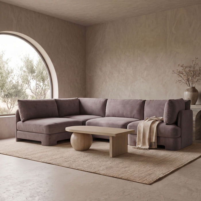 Hammond - Velvet Performance Fabric Upholstered 4 Piece Armless Sectional