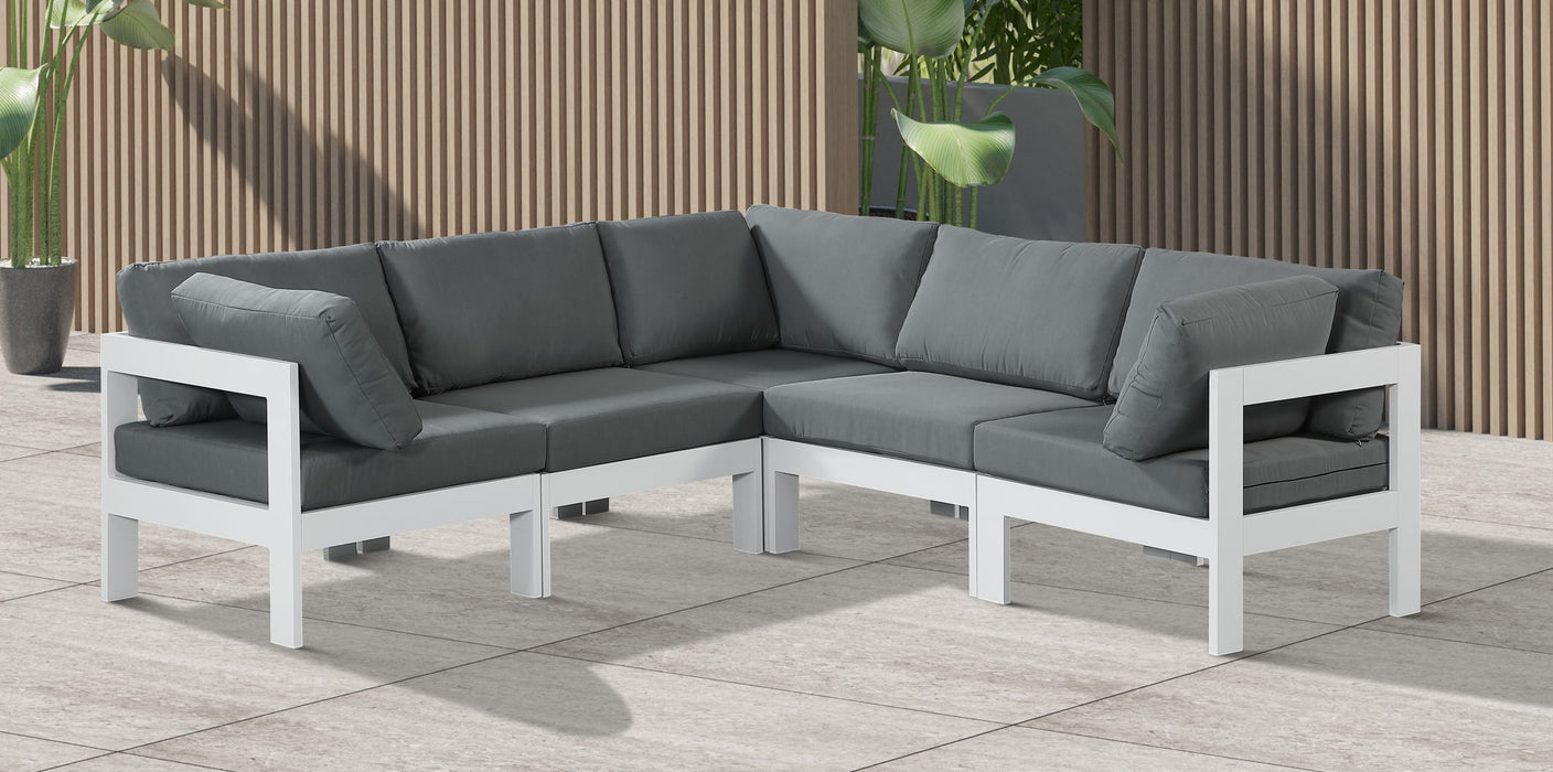 Nizuc - Outdoor Patio 5 Piece Modular Sectional With White Frame