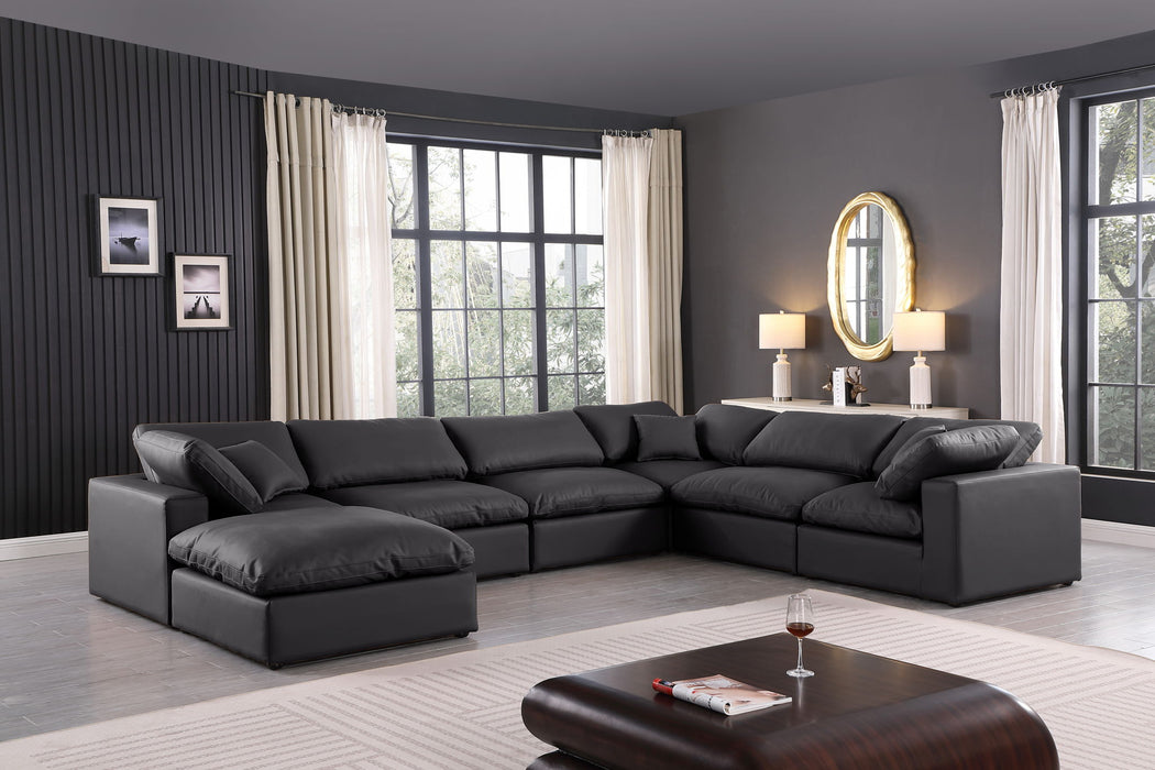 Comfy - 7 Piece Faux Leather Modular Sectional With Chaise