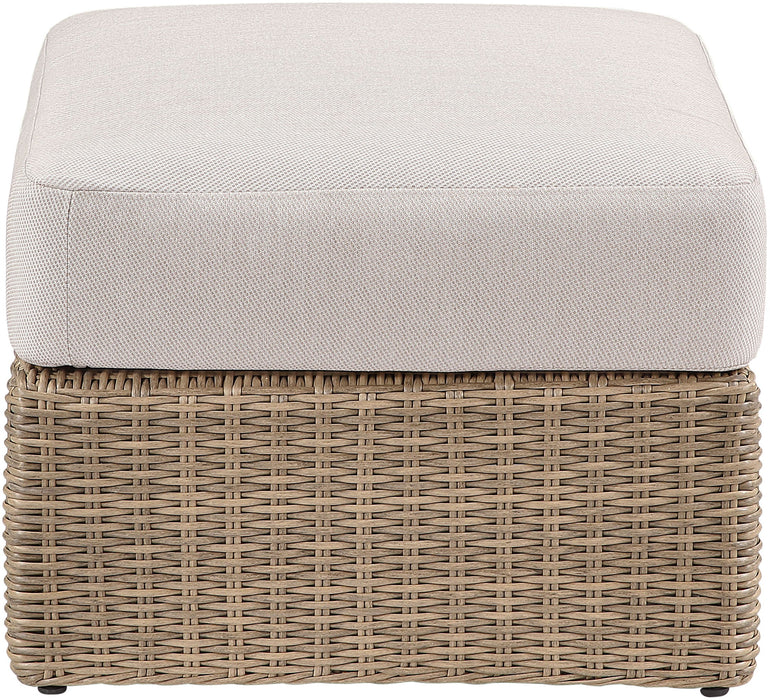 Seacrest - Olefin Water Resistant Fabric And Wicker Outdoor Patio Ottoman/Coffee Table