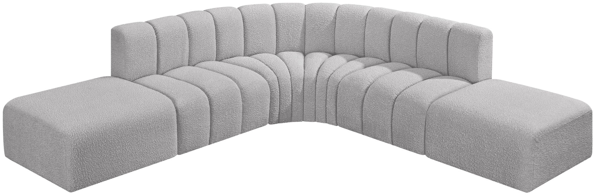 Arc - Boucle Fabric 6 Piece Corner Modular Sofa