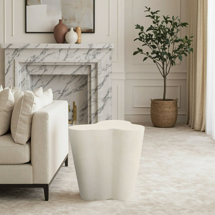 Monza - Concrete And Fiberglass Indoor / Outdoor End Table - Cream