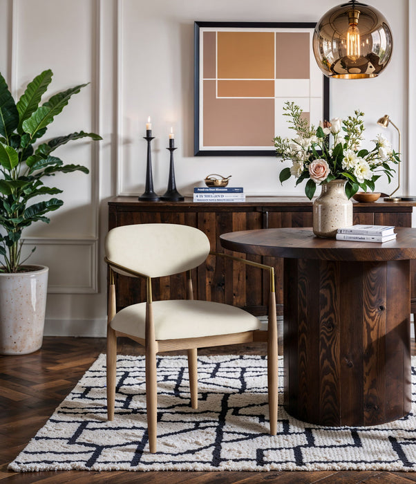 Riccio - Fabric Dining Arm Chair (Set of 2) - Natural Frame