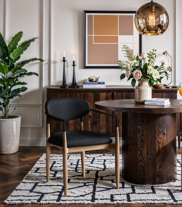 Riccio - Faux Leather Dining Arm Chair (Set of 2) - Natural Frame