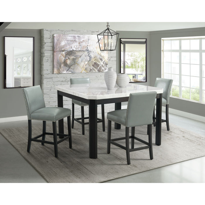 Francesca - 5 Piece Square Counter Dining Set (Table & Four Chairs) - White Marble