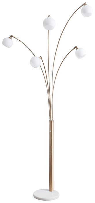 Taliya - Metal Arc Lamp  - Champagne / White