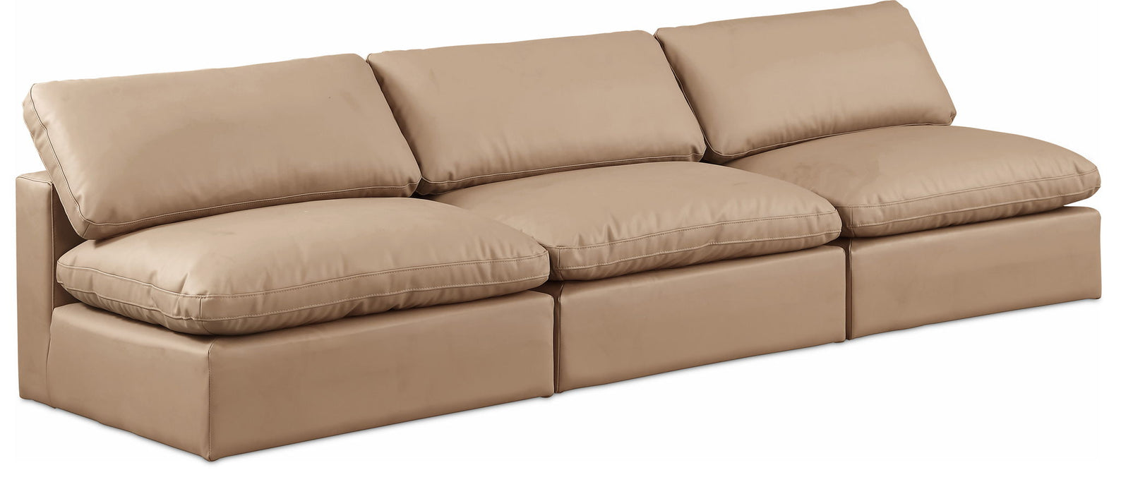 Comfy - Faux Leather Modular Armless Sofa 3 Pieces - Tan