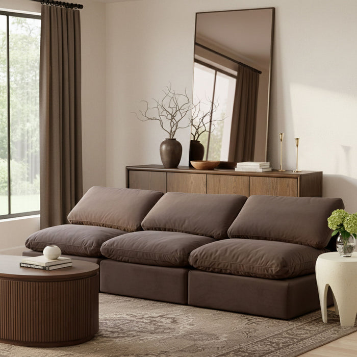 Indulge - Velvet 3 Seat Modular Armless Sofa