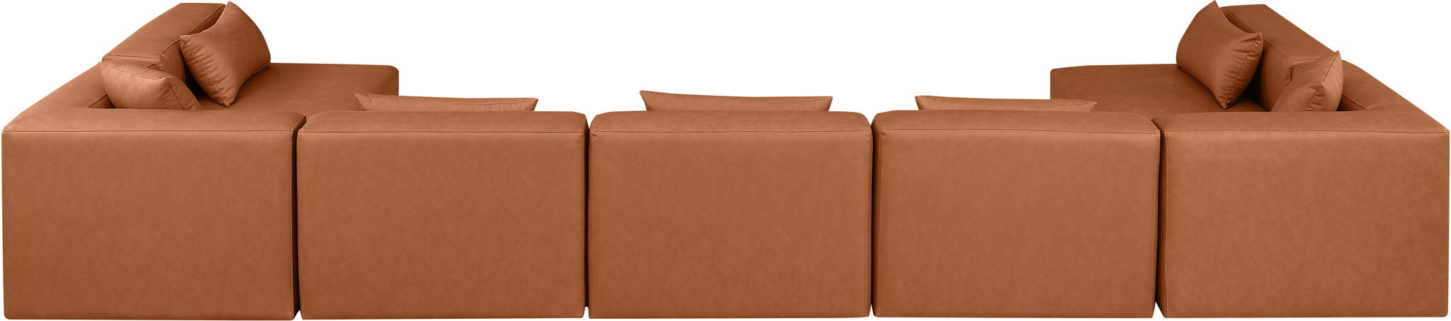 Cube - 7 Piece Modular U-Shaped Sectional - Cognac