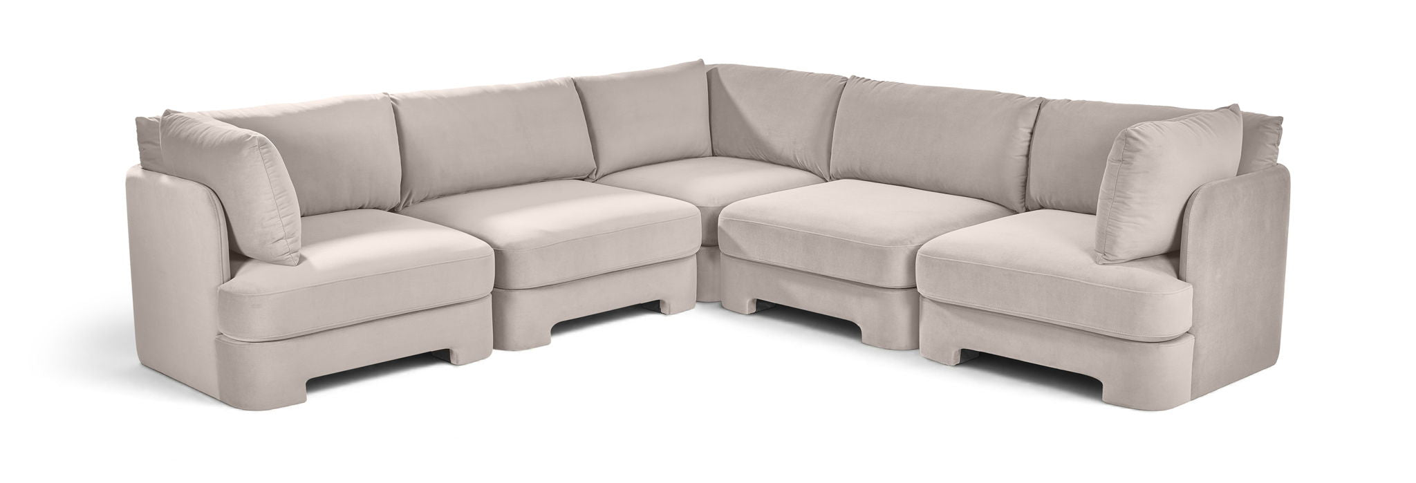 Hammond - Velvet Performance Fabric Upholstered 5 Piece Corner Sectional