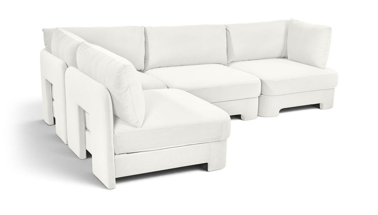 Hammond - Velvet Performance Fabric Upholstered 4 Piece Armless Sectional