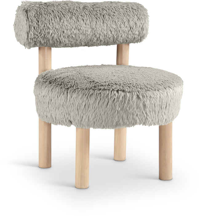 Ambre - Vegan Shearling Fabric Accent Chair - Taupe