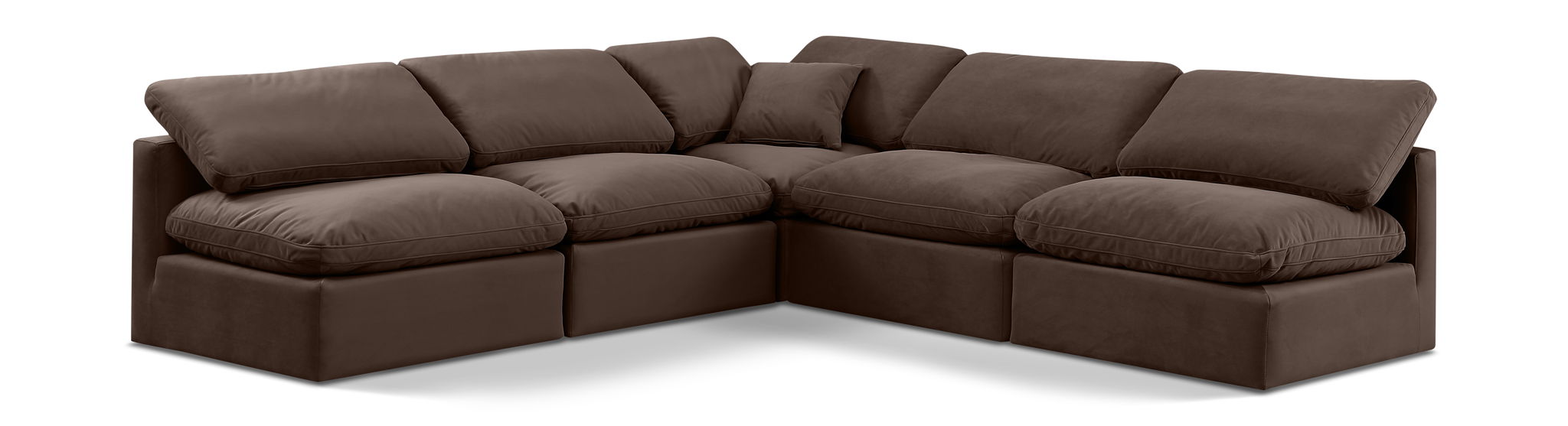 Indulge - Velvet 5 Piece Modular Corner Armless Sectional