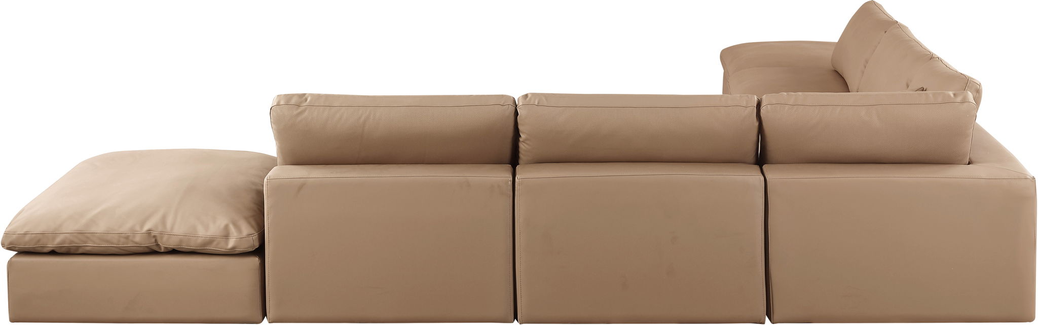 Comfy - 7 Piece Faux Leather Modular Corner Sectional - Tan