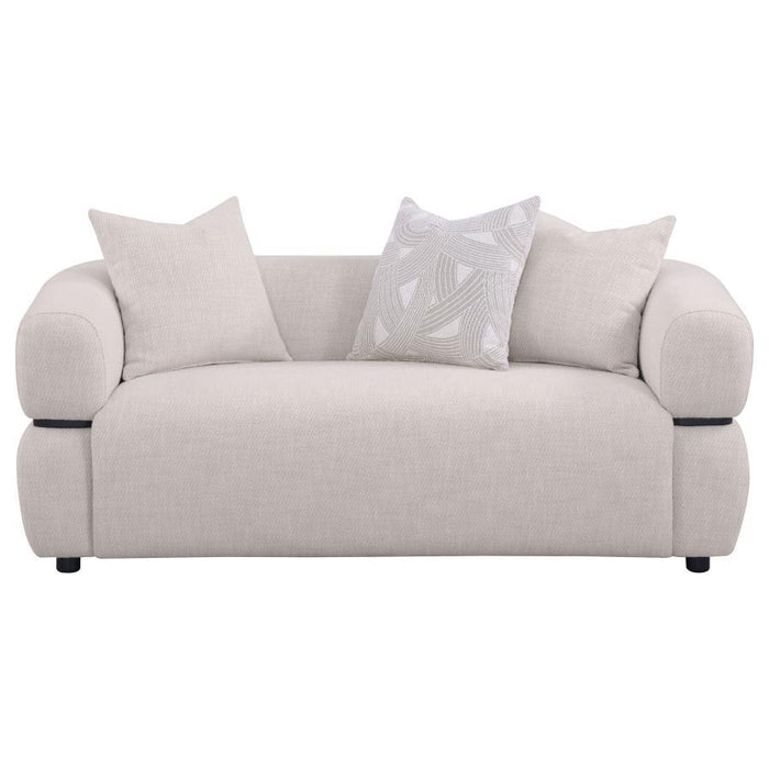 Jeanette - 73" Fabric Upholstered Round Arm Loveseat - Beige