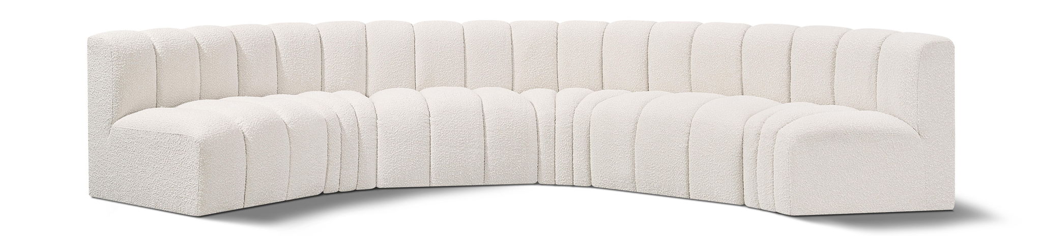 Arc - Boucle Fabric 6 Piece U-Shaped Modular Sofa