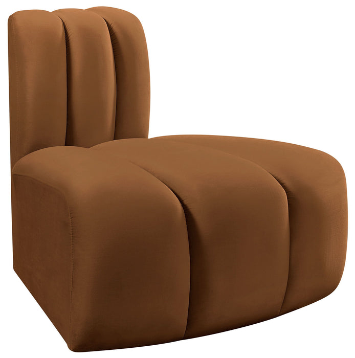 Arc - Velvet Reverse Corner Chair - Saddle