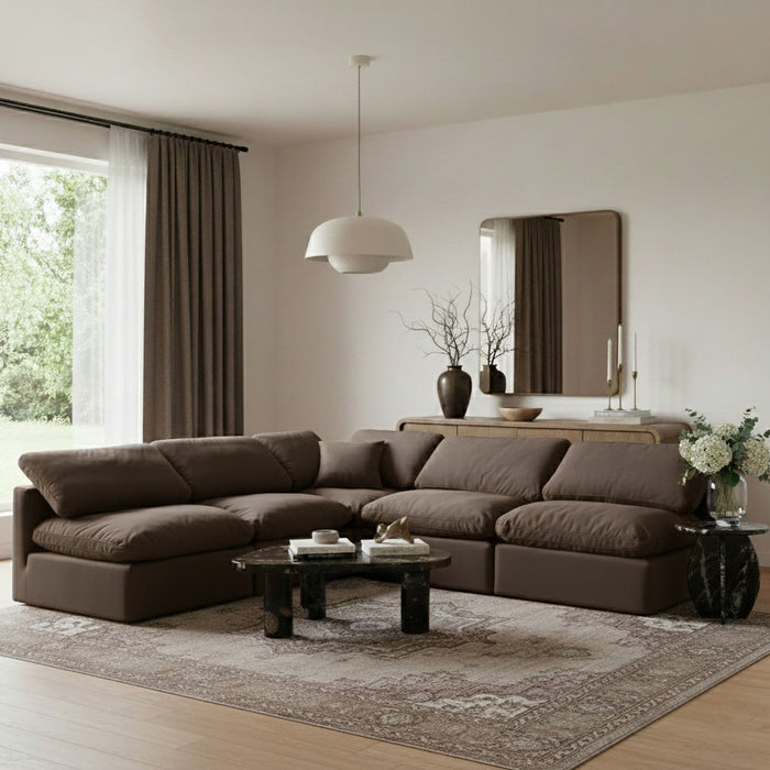 Indulge - Velvet 5 Piece Modular Corner Armless Sectional