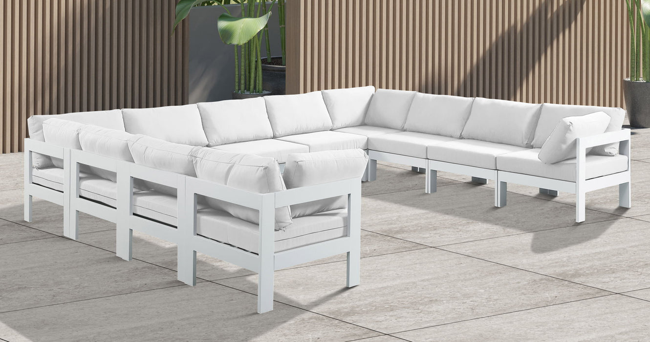 Nizuc - Outdoor Patio 11 Piece Modular Sectional With White Frame