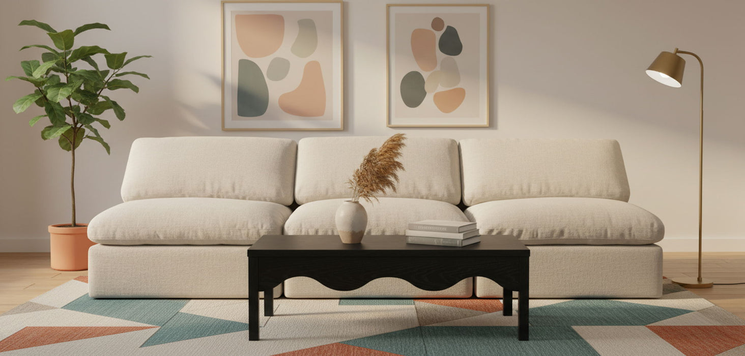 Indulge - Linen 3 Seat Modular Armless Sofa