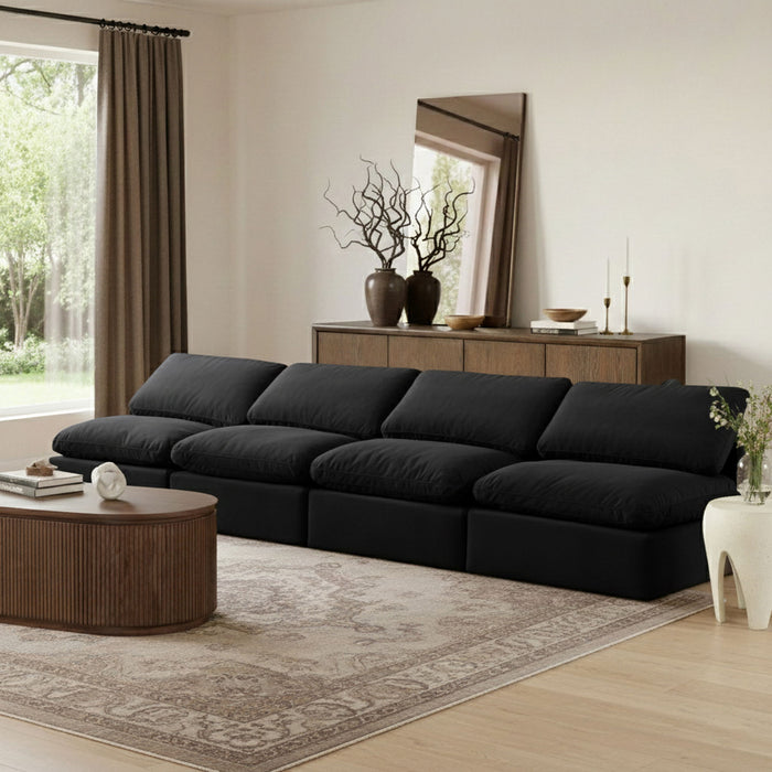 Indulge - Velvet 4 Seat Modular Armless Sofa