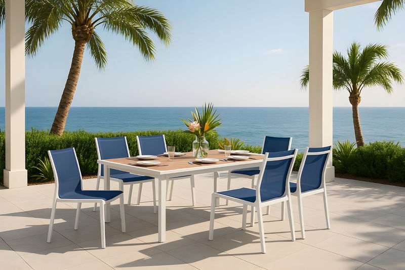 Nizuc - Outdoor Patio Dining Chair With White Frame (Set of 2)