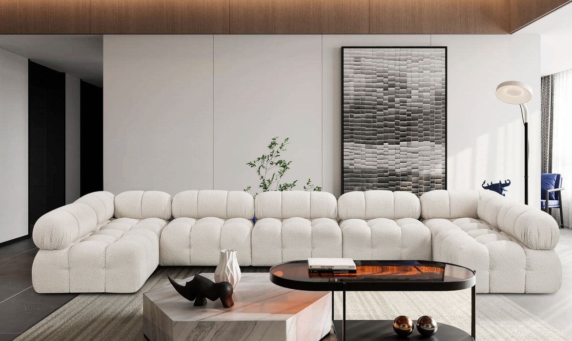 Ames - 7 Piece Boucle Fabric Modular Sectional