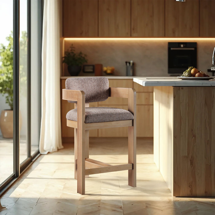 Sacha - Linen Stool With Natural Base