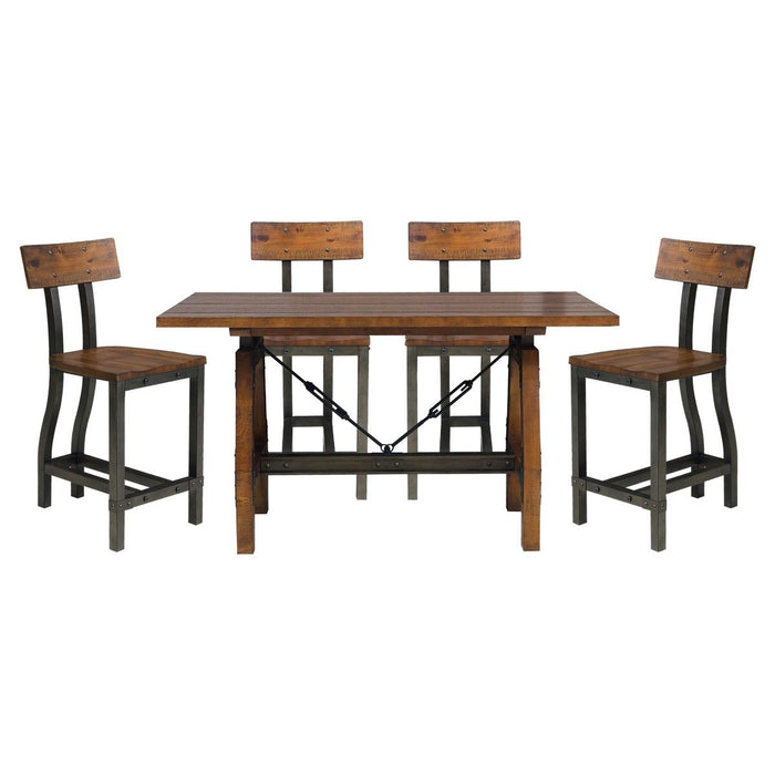 Holverson - 5 Piece Dining Room Set (Table & 4 Side Chairs) - Rustic Brown / Gunmetal