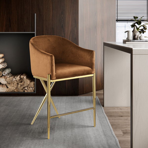 Xavier - Counter Stool with Gold Legs