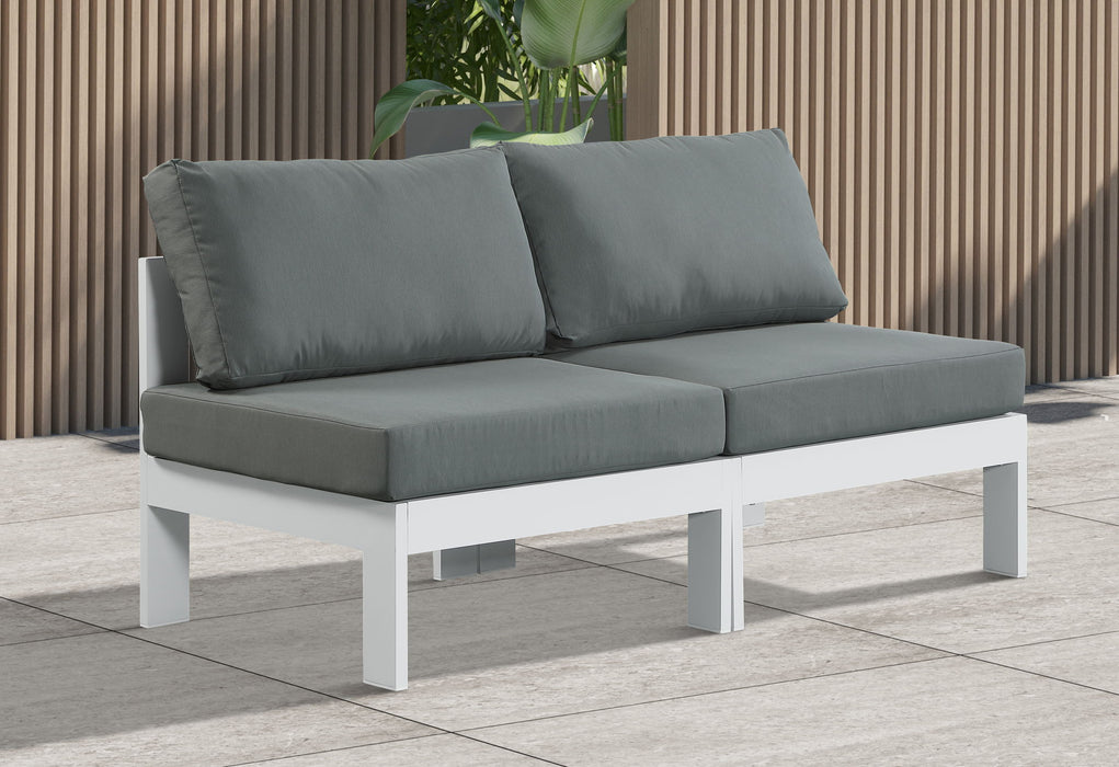 Nizuc - Outdoor Patio 2 Seat Armless Modular Sofa With White Frame