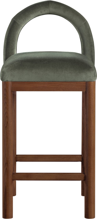 Conrad - Velvet Counter Stool With Brown Legs