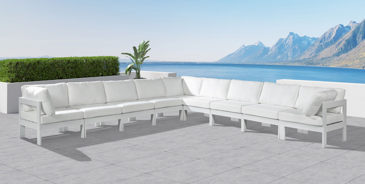 Nizuc - Outdoor Patio 9 Piece Modular Sectional With White Frame