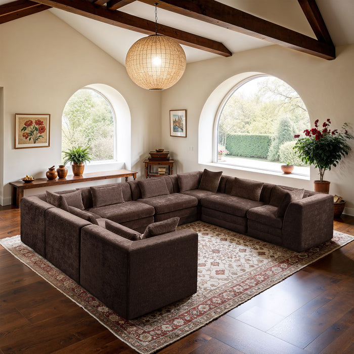 Stellar - 8 Piece Chenille Fabric Upholstered Modular Sectional