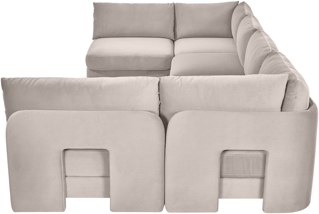 Hammond - Velvet Performance Fabric Upholstered 6 Piece U-Shaped Armless Sectional