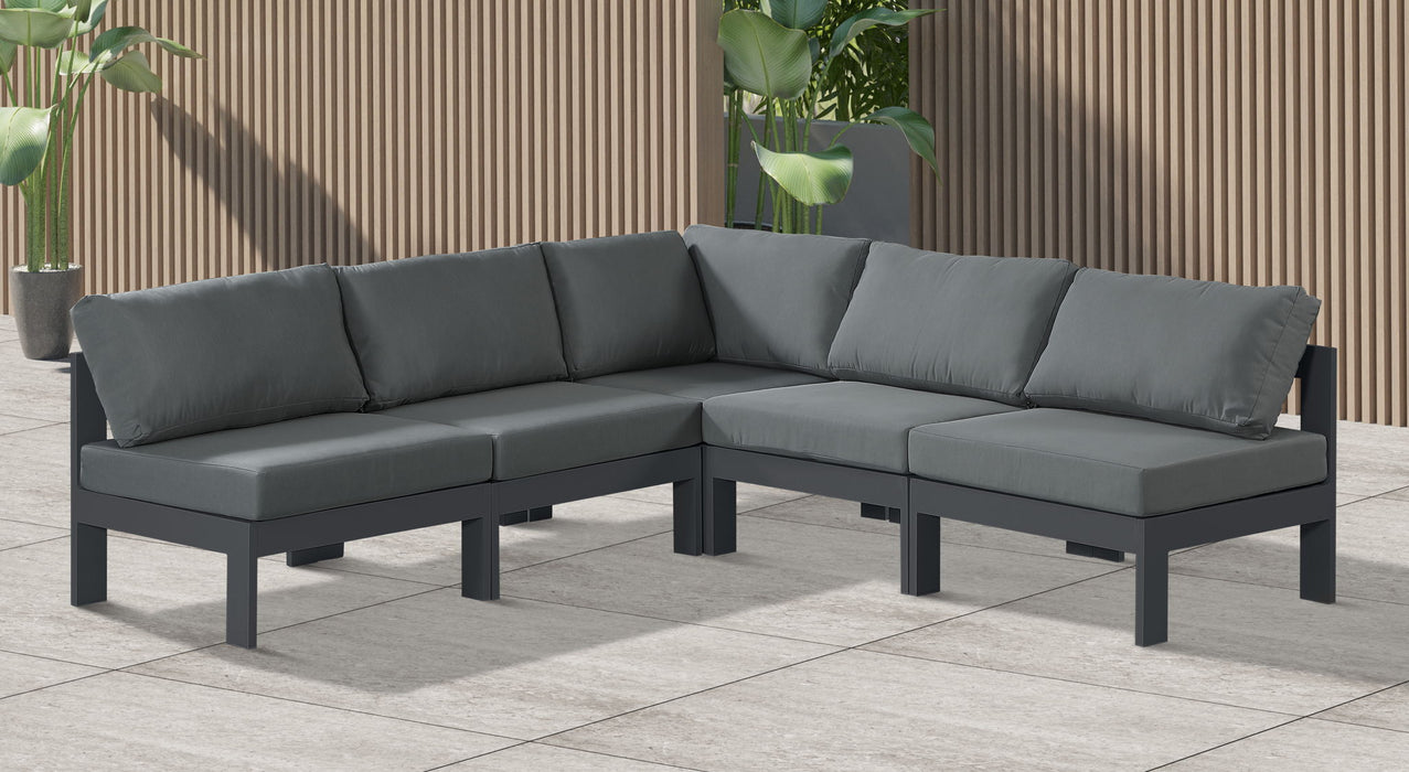 Nizuc - Outdoor Patio 5 Piece Modular Sectional With Gray Frame