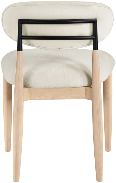 Riccio - Performance Fabric Upholstered Dining Side Chair (Set of 2) With Light Brown Legs - Cream