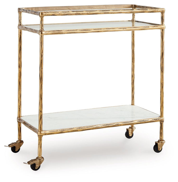 Plattfield - Bar Cart - Antique Gold Finish